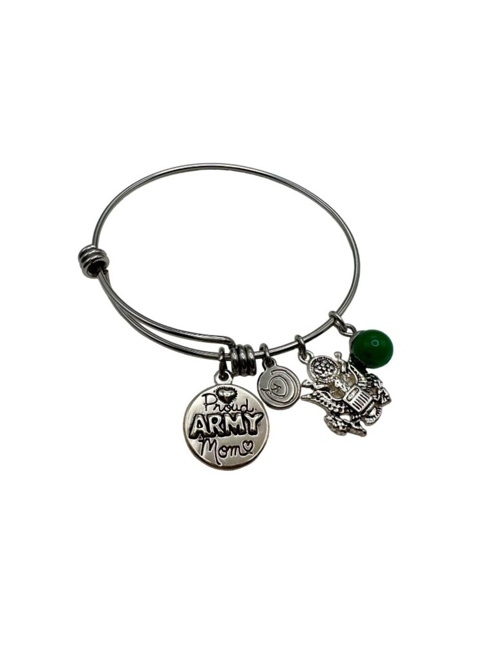 Bracelet Bangle Proud Army Mom Raised a Hero Silver Tone Green Jewelry Women